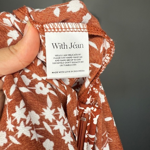 With Jean Bea Rust Floral Ruffle Strap Mini Dress XS - Picture 6 of 6